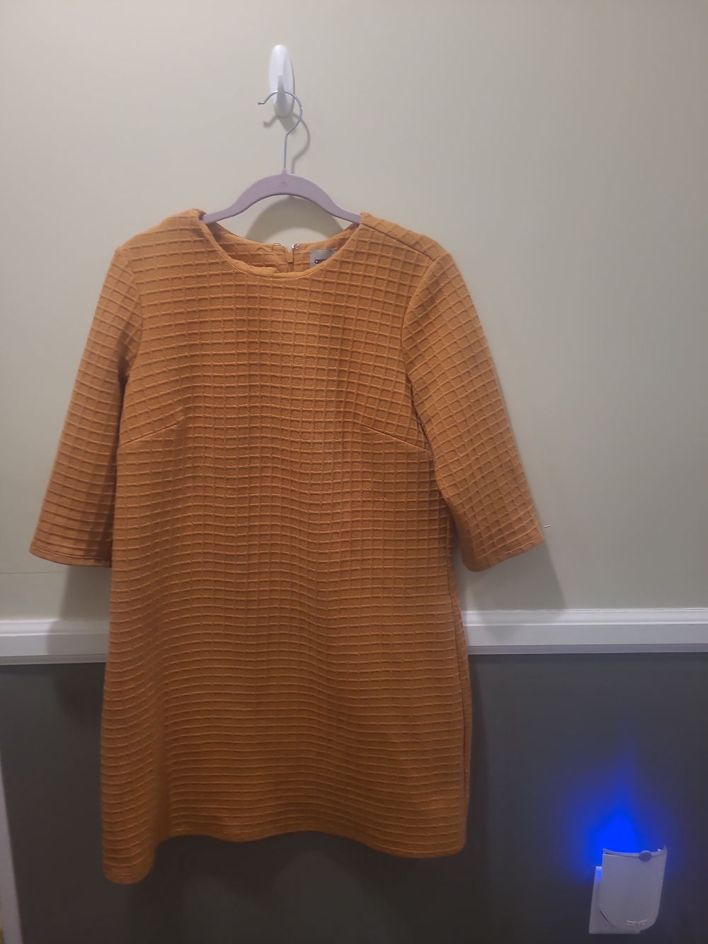 Asos Womens Size 12 Textured Mustard Yellow Midi Dress